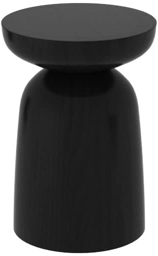 CraftThink Mesa auxiliar, mesa auxiliar redonda escandinava de madera, mesa auxiliar con pedestal para sala de estar, 1 mesa, color negro de 12.5 disponible en Yaxa Mexico