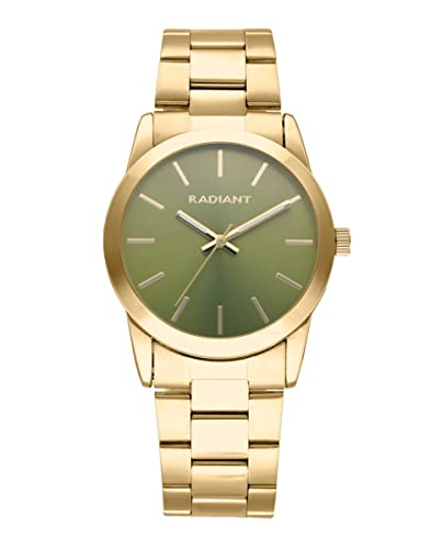 Radiant - Colección Basic - Reloj analógico de Cuarzo. Reloj de Pulsera para Mujer. Reloj de Brazalete con Esfera Dorada de Acero Inoxidable. Tamaño 36mm. 3ATM