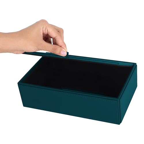 Image of V-CUBE DESIGNS Premium Vegan Leather Tissue Box Holder | Paper Napkin Holder | Sturdy Tissue Case /Cover /Dispenser /Organizer for Home /Bathroom /Office /Table /Desk /Car | Teal