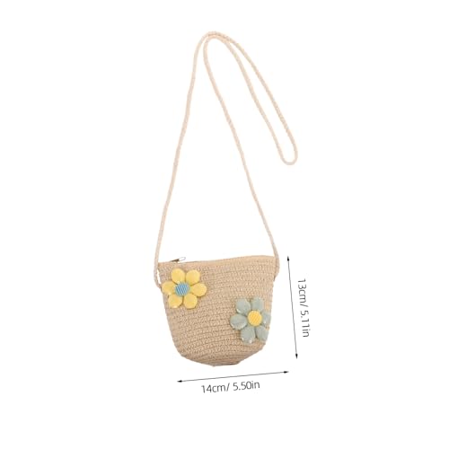 Adorable Handwoven Crossbody Purse for Girls Lightweight Straw Woven Sling Bag with Stylish Design for Beach Outings and Everyday Use Mini Bucket Shoulder Bag for Boy Girl2