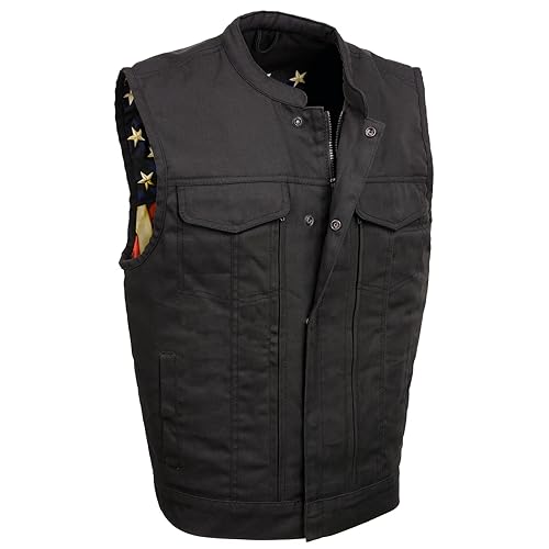 Image of Milwaukee Leather Men's Classic Club Style Premium Denim Motorcycle Biker Vests MDM