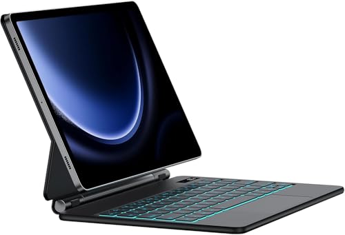 Image of MICROWARE Magic Keyboard Case for Samsung Galaxy Tab S9 FE 5G 10.9 inch S9 S8 S7 11 inch, Floating Cantilever Magnetic Stand, Wireless Backlit Multi-Touch Trackpad, S Pen Holder, Bluetooth Connectivity