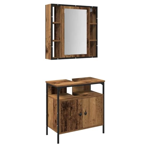 QJBSAVVA Ensemble de meubles de salle de bain 2 pièces - Ensemble de meubles de salle de bain modernes avec meuble sous lavabo et armoire murale - Armoire de...