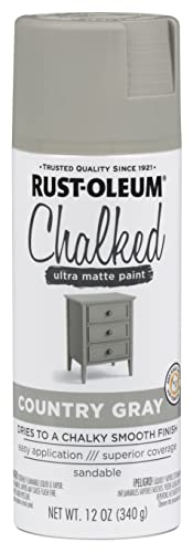 Image of Rust-Oleum Country Gray Chalked All-in-One Ultra Matte Spray Paint | One Coat Coverage | No Primer, Sanding, Or Topcoat Needed | Easy Spray Application | Made in USA | 12 OZ