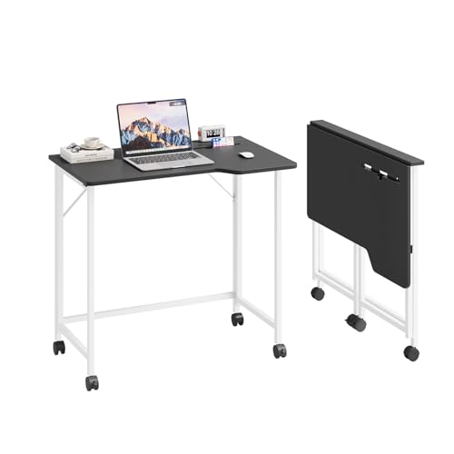 Dripex Mesa Escritorio Plegable, Compacto, Estable y Fácil de Montar, Mesa Pequeña Ordenador para Casa Oficina y Cualquier Poco Espacio, Color Negra, 80x52x74,5 cm
