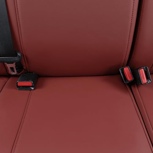 Image of EKR Custom Fit Tacoma Car Seat Covers for Toyota Tacoma 2024 2025 2026 Xtra Cab SR - Full Set,Faux Leather(Burgundy)