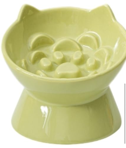 ゆっくりミール 早食い防止 吐き戻し軽減 早食い防止突起付き 猫専用食器 フードボウル 肥満予防 健康維持 首の負担を軽減 脚付き 食べやすい高さ 15度の傾斜付き 陶器製 取扱説明書付き