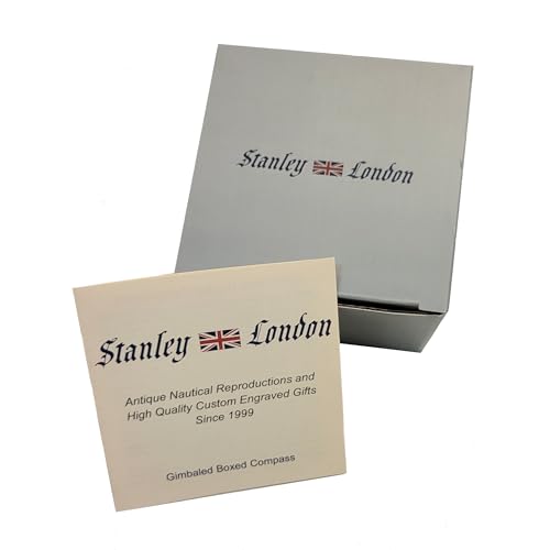 Brújula de escritorio ejecutiva grabable Stanley London con acabado de piano y bisel de latón dorado, compás de navegación de 3.13 pulgadas, regalo corporativo personalizado miniatura 7