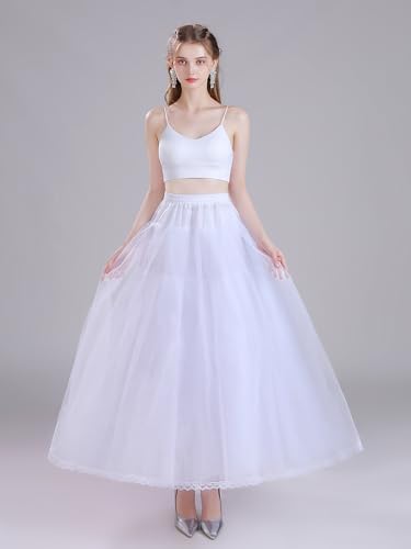 WOWBRIDAL Long Hoopless Petticoat Crinoline Underskirt Slips for Wedding Dress3