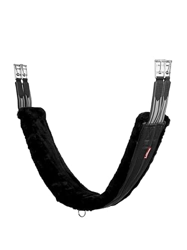 LeMieux Fleece Lined Anatomic Girth - Super Soft Fleece Lining - Elastic Straps - Black/Black - 130cm/52