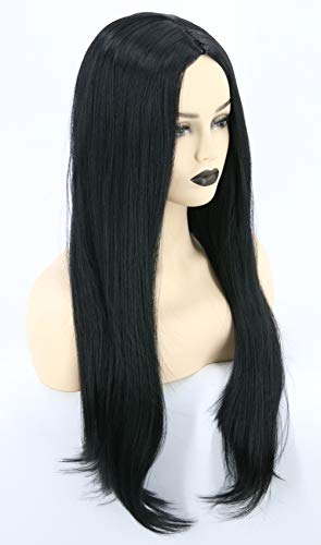 Topcosplay Women Wig Black Long Straight Middle Part Cosplay Halloween Costume Hair Wigs4