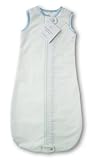 SwaddleDesigns Cotton Flannel zzZipMe Sack - Very Light Blue with Pastel Blue Polka Dots (6-12 mo)