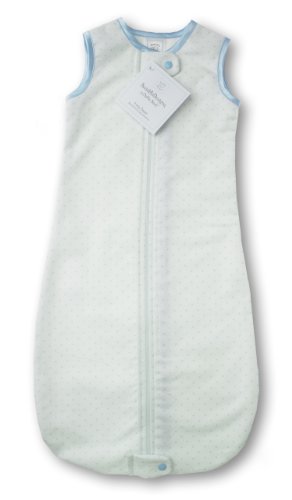 SwaddleDesigns Cotton Flannel Sleeping Sack, Sleeveless Wearable Blanket with 2-Way Zipper, Made in USA, Pastel Blue Polka Dot, 6-12 Months