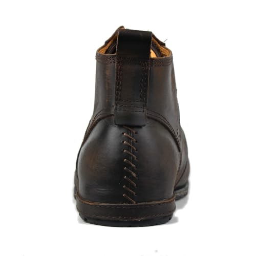 Image of OSSTONE Moto Boots for Men Fashion lace-up Leather Chukka Boots Casual Shoes OS-6015-2-retro-brown-US-R