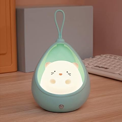 TriPro Cute Kitty Motion Sensor Night Light Wall Lamp,Rechargable,Bedroom Decoration for Kids Baby Toddler Teen Gift (Blue) Cover