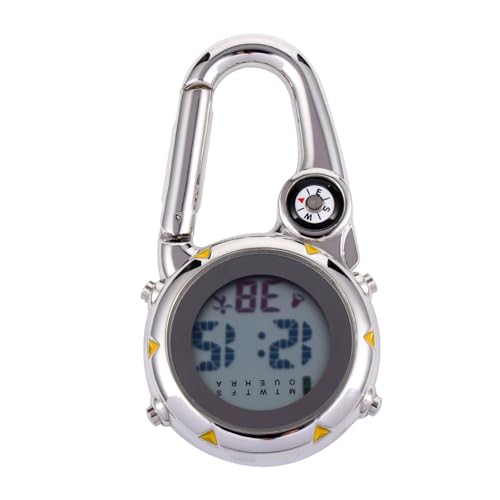 Toyvian 2 Piezas Mesa Colgante de Gancho de montañismo Clip de Reloj de brújula Llavero de Reloj de Bolsillo Reloj mosquetón Ver Clip en Material de la Correa: Acero Inoxidable Amarillo