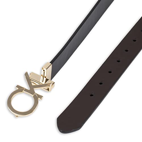 Calvin Klein Women's Two-in-One Reversible CK Monogram Plaque Buckle Dress Belt (Regular and Plus Sizes)4