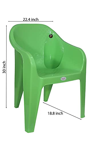 Image of PETALS Plastic Chairs Set of 6 Without Cushion | Arm Chair for Drawing /Living Room | Armchairs for Home /Office /Garden /Indoor & Outdoor | Cap Upto 150 Kgs | Green, 6 Pcs, Bravo | 3 Years Warranty