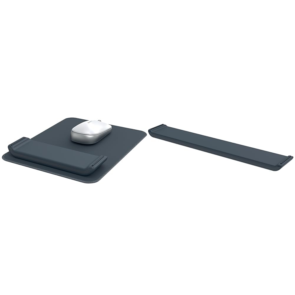 Leitz Ergo Set Mauspad + Handgelenkauflage Tastatur, Zwei Höheneinstellungen, verbessert Haltung & Durchblutung, Computer-Mauspad, Ergo-Serie, Dunkelgrau, 65170089 + 65240089