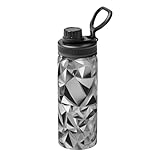 Silver Geometric Figure - Botella de agua aislada deportiva de acero inoxidable, 18 onzas, para viajes, yoga, uso diario y hogar