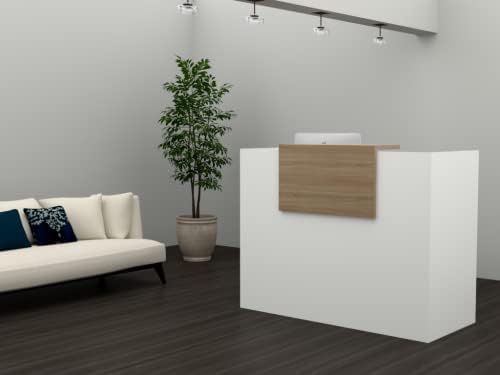 MOSTRADOR de Recepción y Oficina. Fácil Montaje. con Cierres Laterales y embellecedor Ajustable Color Olmo. Fabricado EN ESPAÑA. Envio a Toda la Península. (140x105x50 cm)