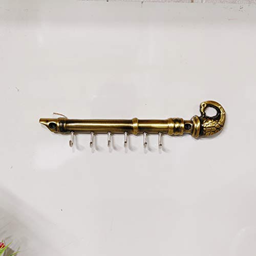 Image of KridayKraft Metal Peacock Flute Key Holder Decorative for Wall and Gift for Have House Warming Anniversaries, Birthday, Wedding Gifts, Return Gifts, Corporation Gifts...