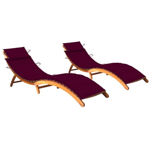 Zentexion Tumbonas de madera maciza de acacia con cojines, plegables y ajustables, resistentes a la intemperie, para jardín, terraza, piscina, balcón, con reposacabezas, ideal para relajarse y tomar