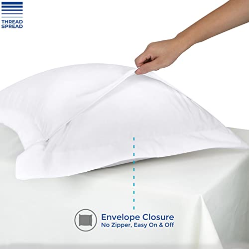 Thread-Spread-100-Egyptian-Cotton-European-Pillow-Shams-Set-of-2-with-Envelope-Closure-1000-Thread-Count-White-Euro-Pillow-Sham-Silky-Soft-Breathable-Cooling-Pillow-Sham-26-x-26 Thread Spread 100 Egyptian Cotton European Pillow Shams Set of 2 with Envelope Closure 1000 Thread Count White Euro Pillow Sham Silky Soft Breathable Cooling Pillow Sham 26 x 26