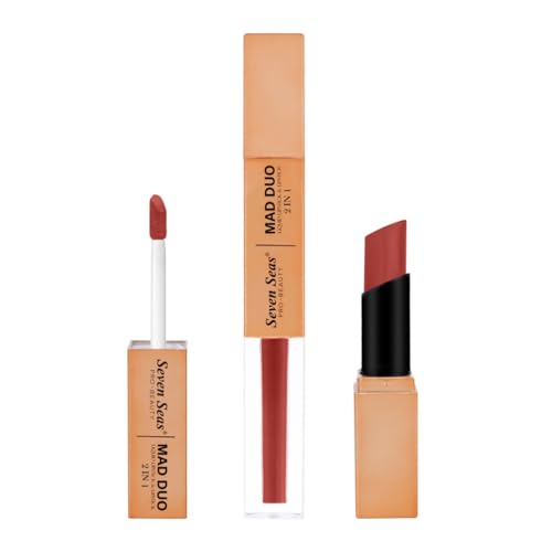 Image of Seven Seas 2in1 Non-Transfer | Smooth Texture | Hydrating | Long Lasting | Water-Proof | Full-Coverage Mad Duo Liquid Lipstick & Lipstick (Monza1, 4ml,3g)