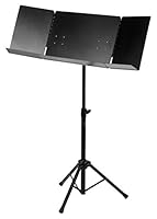 Classic Cantabile Orchesterpult Pro - Ausklappbares Dirigentenpult für Partituren - 3-teilige Notenablage, abnehmbar - Schwarz