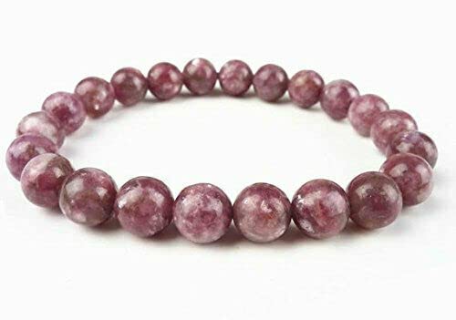 Image of Pachamama Essentials Natural Gemstone Bracelet 7-7.5 In Stretch Gems Stones 8mm Round - Beads Healing Crystals Quartz - Chakra Bracelet (Lepidolite)