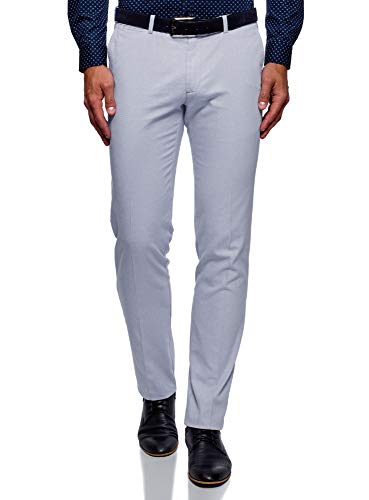 Oodji Ultra Uomo Pantaloni in Cotone Estivi, Blu