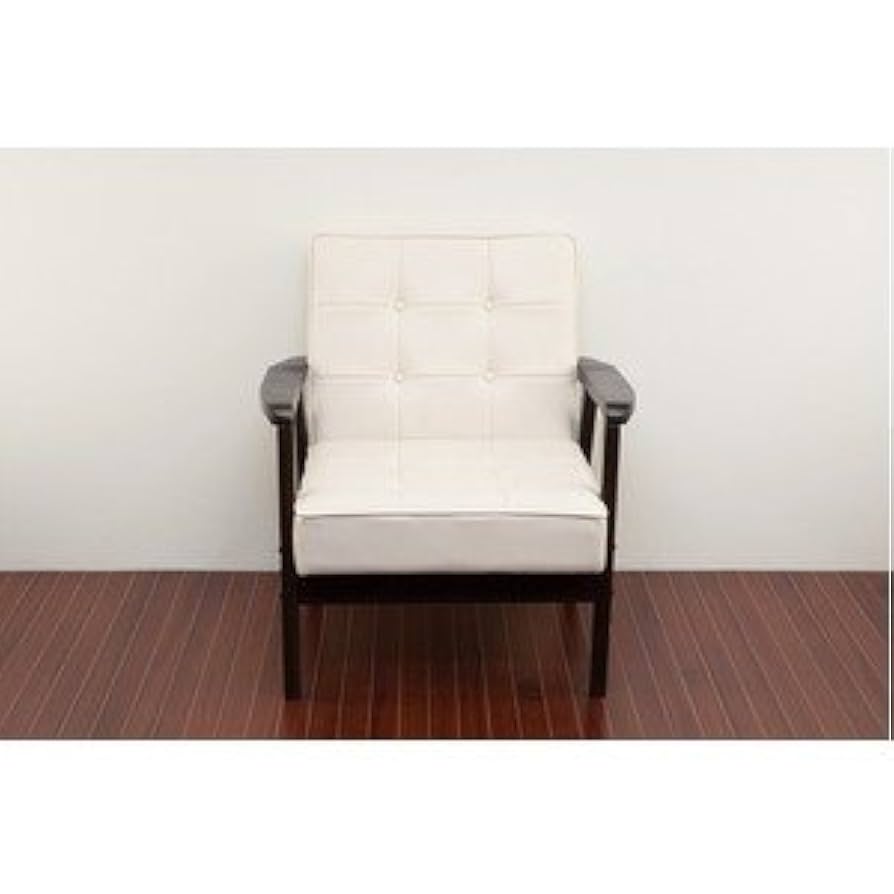 Amazon｜レトロソファー ホワイト(白) 肘付き 合成皮革 【1人