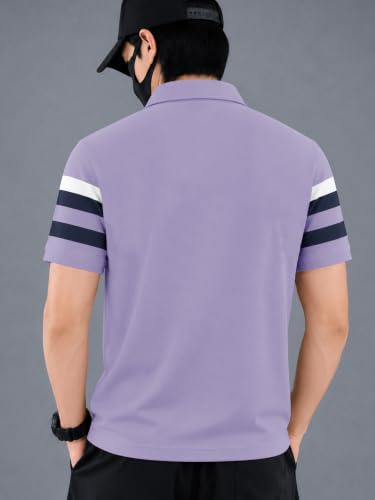 Image of Noble Monk Men's Striped Polo Neck Half Sleeve Casual T-Shirt with Regular Fit