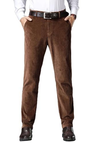 Wemaliyzd Men Corduroy Pants Work Cargo Slacks Elastic Waist Suit Trousers FZ130-TR(Burgundy,42W32L)4