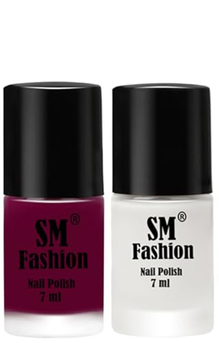 Image of Long Lasting Nail Polish | Nail Paint Combo 7 ml Each) - Set of 2 Mulberry-White