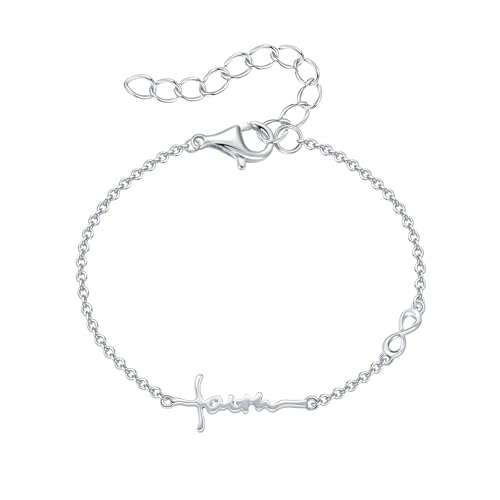 CCmfgjew Cross Bracelet 14K White Gold Plated Faith Cross Bracelet for Women Christian Religious Jewelry Gifts for Her Mom Wife Birthday