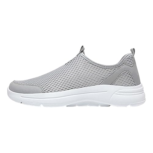 Zapatos casuales de malla de verano para hombre, ligeros, transpirables, sin cordones, zapatillas de deporte, planas, antideslizantes, para correr, tenis, fitness, etc, gris, 41 EU