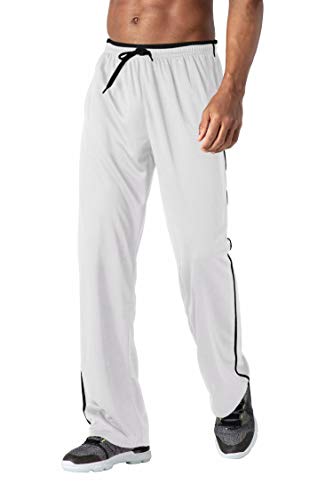 Biylaclesen Bodybuilding Pants For Men Baggy Track Pants Men With Zippers Athletic Pants For Men Running Mesh Pants Jogging Pants For Men Open Bottom White #TOP1