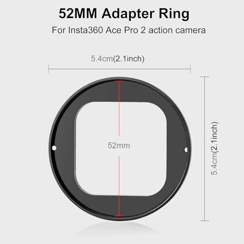 PULUZ 52mm Lens Filter Adapter Ring with UV Filter & Lens Cap for Insta360 Ace Pro 2,Aluminum Filter Holder Protective Frame Compatible with 52mm Filters (CPL, ND) for Insta360 Ace Pro 2 Accessories