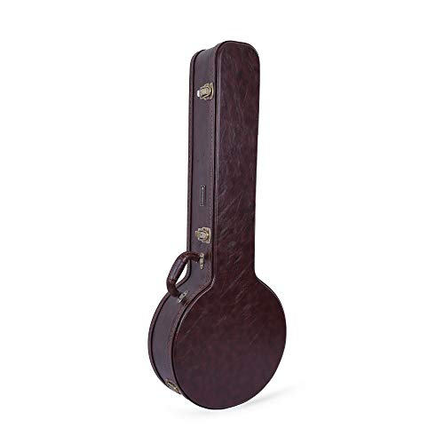 Crossrock Wooden Banjo Case fits 5-String Resonator styles of Banjos- Stainless Steel Latches, Sponge Lining, Storage Space-Vintage Brown (CRW600BJBR)