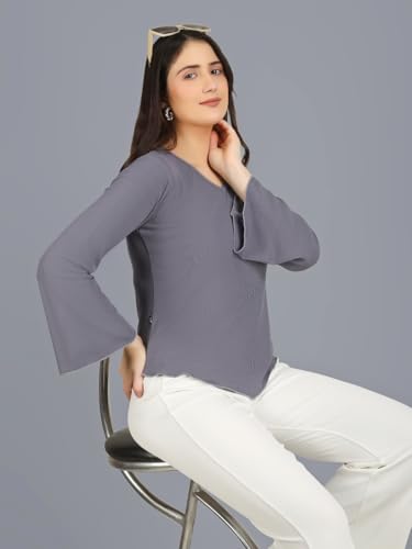 Image of Plus Size Women Top Bell Sleeve | Casual Top for Women Full Sleeve