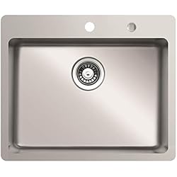 Fregadero Hondo Especial respekta Fregadero empotrado 1 seno con banco de agujeros para grifo (acero inoxidable, modelo Chicago 60 x 50 cm)