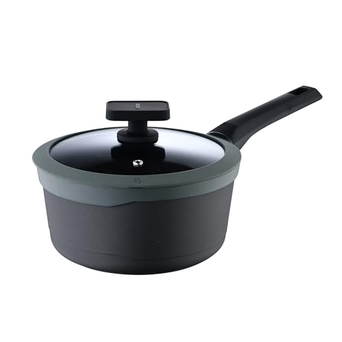 MasterPRO Gastro Reeco | 16 cm and 8 cm High Saucepan with Lid | Heatdot | Recycled Cast Aluminium | Non-Stick Coating | Soft Touch Handle | For All Cooking Environments | For All Hob Types