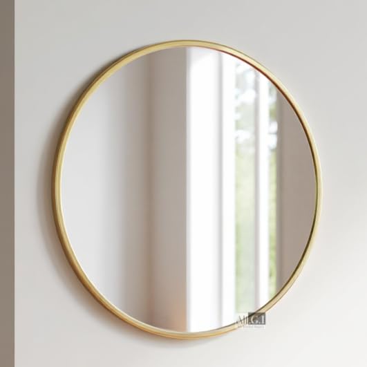 Image of Ali.G.I Round Wall Mirror, Modern Metal Framed Decorative Circle Vanity Mirror for Bathroom, Living Room, Bedroom & Entryway (Gold 24 inch.)