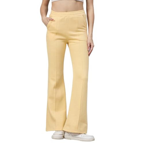 Image of 98 Degree North Women Flared Fleece Track Pants-GL1315-ALMOND