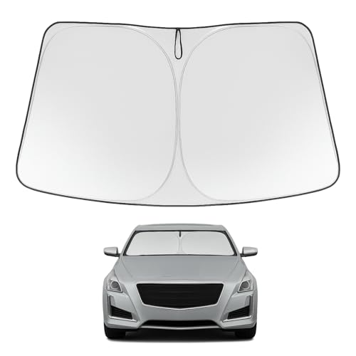 Image of Proadsy 2026 Upgrade Windshield Sun Shade Custom Fit 2014-2019 CTS Foldable Front Sunshade Protector Sun Visor Blocks UV Rays Keep Car Cooler