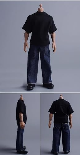 1/12 Ratio of Men's Clothing，Deep Blue Wide Leg Jeans Set2