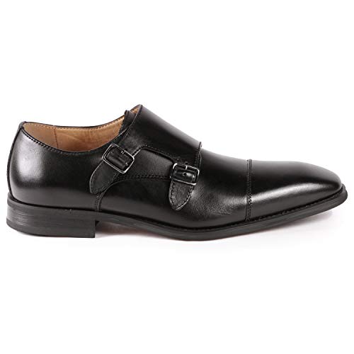 Metrocharm ML-1005 Leather Men's Double Monk Strap Cap Toe Slip On Loafers2