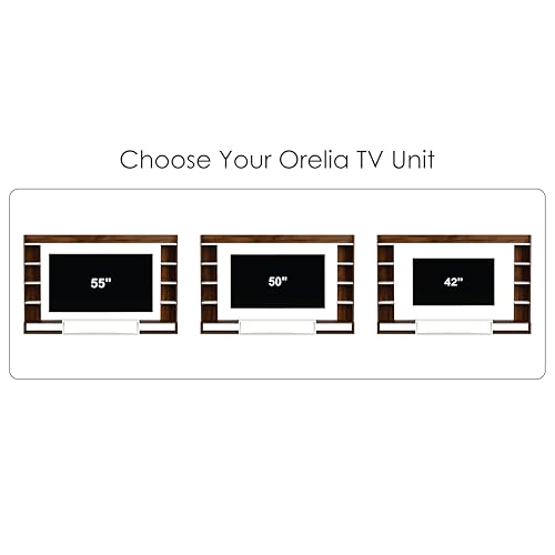 Image of BLUEWUD Orelia Wall Mount TV Unit, TV Stand /TV Entertainment Unit, TV Cabinet | TV Panel with Shelves for Soundbar & Decor Display Unit Bedroom Living Room Upto 60 Inches - DIY (Brown Maple & White)